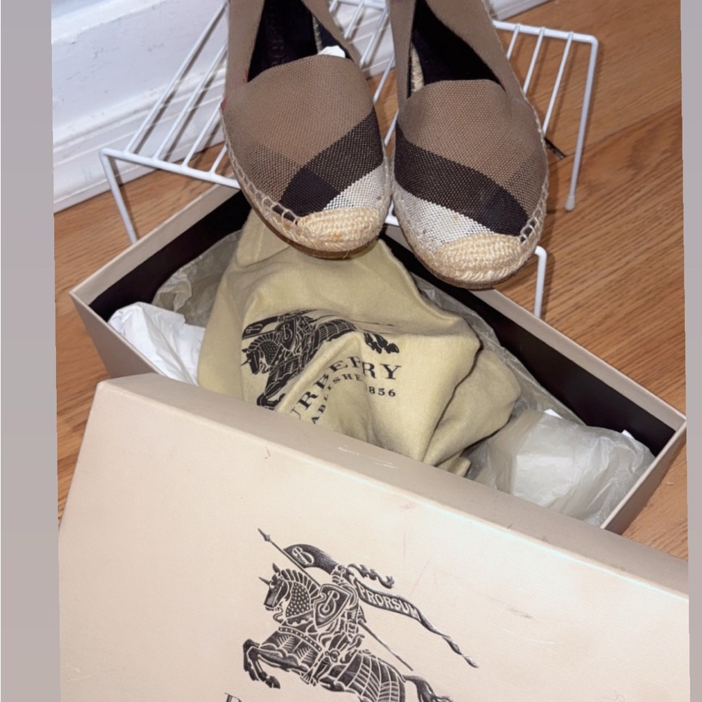 Burberry Tan and Black Espadrilles